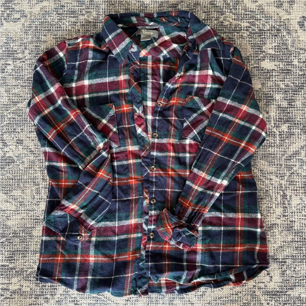 Natural Reflections Kids Plaid Button Down Shirt - Red, Blue, Green